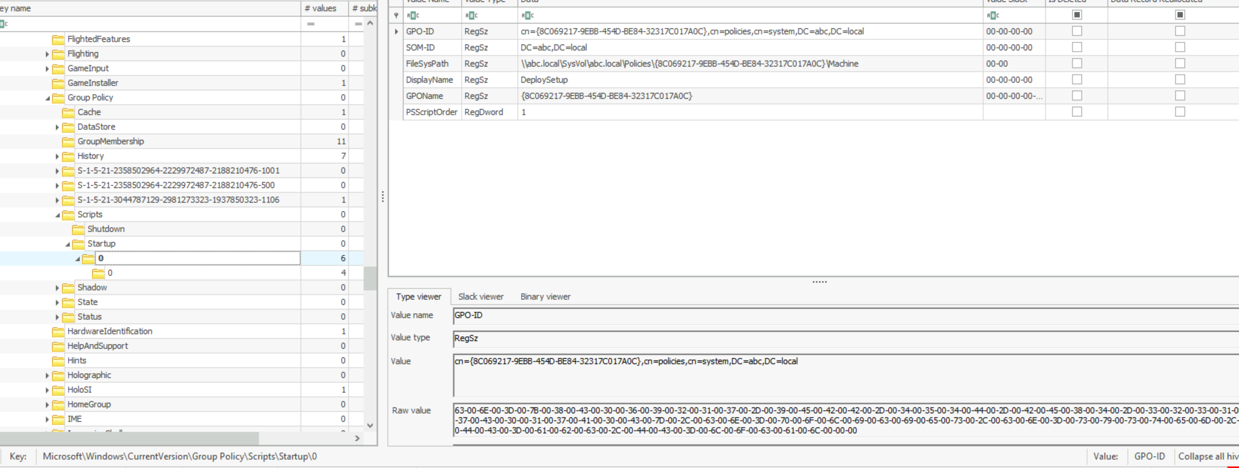 GPO script registry evidence